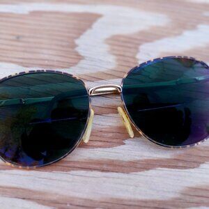 Vintage Gold Aviator Sunglasses Bi-Focal Mirror Lens Unisex Retro 10PT